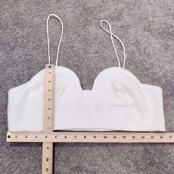 ZARA Oyster White Beaded Crop Top Women's Size Large NEW - Picture 2 of 6